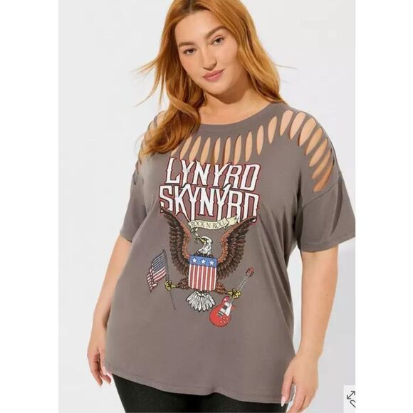 Torrid Lynyrd Skynyrd Relaxed Fit Cotton Slash Sleeve Tee Plus Size 0 L/12 - Picture 1 of 8